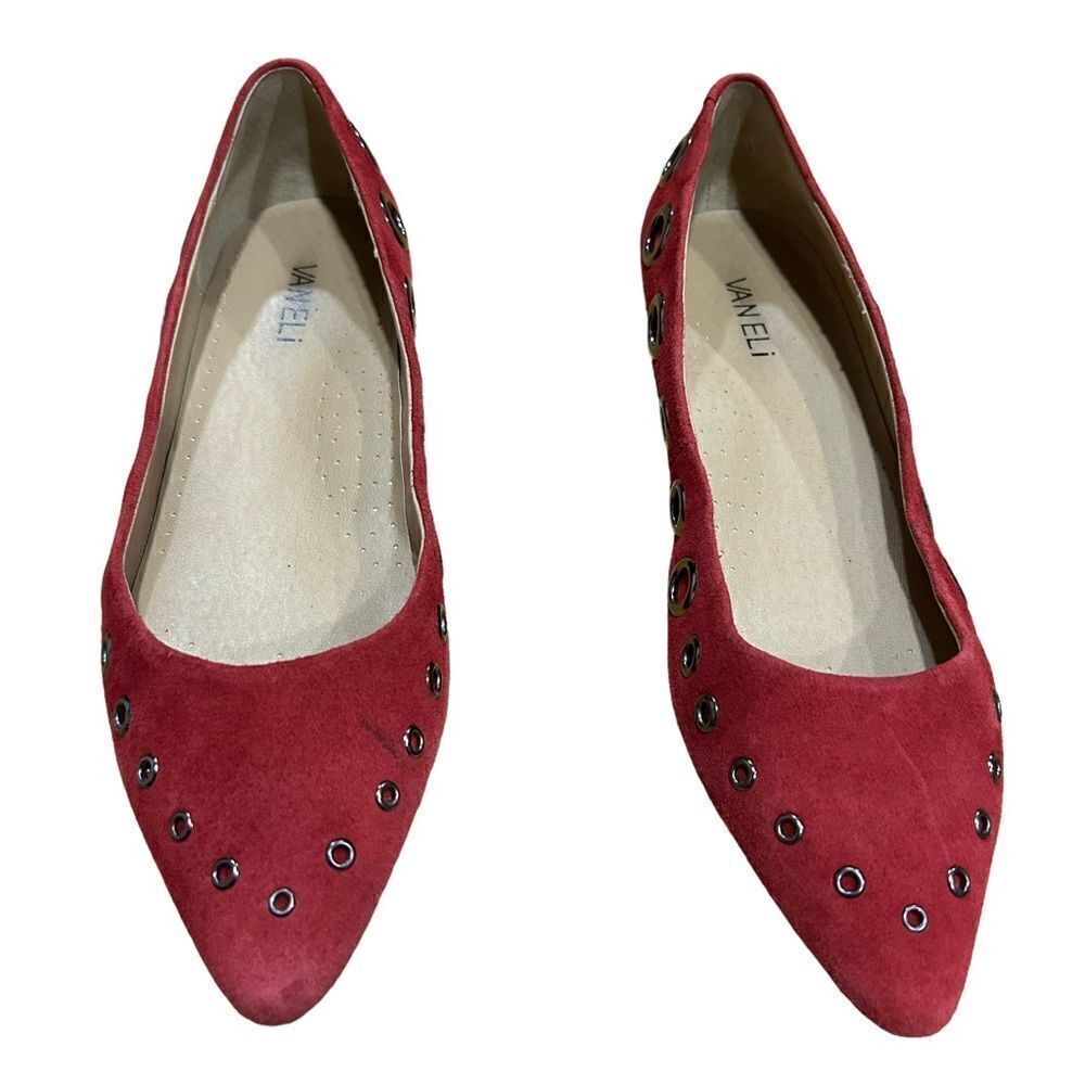 Vaneli Subira Cherry Red Suede Pointed Toe Flats - Picture 11 of 11